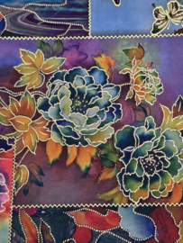 Terlenka digitaal bedrukt blauw vlinder/ bloem met goud