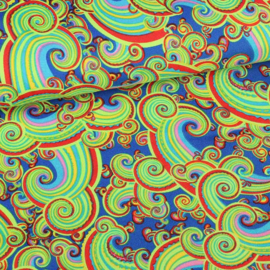 Terlenka bedrukt paisley multicolor kobalt