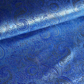 Jacquard paisley kobalt met zilver lurex