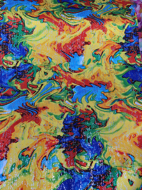 Terlenka multi color fantasie met zilver spetters