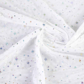 Mesh hologram glitter ster wit