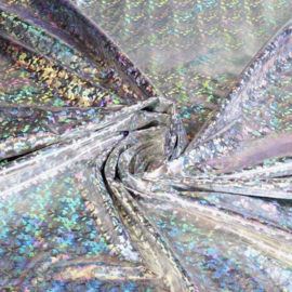 Jersey stretch folie hologram wit/zilver