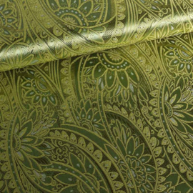 Jacquard fantasie bloem mos met goud lurex