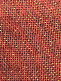 Jute warm rood met goud lurex