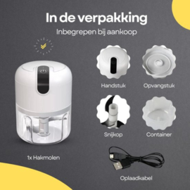 COCHO® Hakmolen elektrische - USB oplaadbal - Mini Portable Chopper - 250ml - Kies een Kleur  - Groentesijder