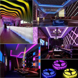 RGB Led strip - 5 m - 20 kleuren - incl. 44 button remote - Verlichting Binnen