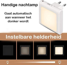 2 x LED-nachtlampje plug-in/stopcontact -nachtlampje met dag/nacht sensor - plugin ledlamp – Nachtlampje - warm licht – dimbaar – Voor in de baby/kinder kamer