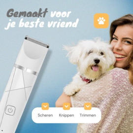 professionele 4 in 1 Hondentondeuse Set -Ideaal voor Honden en Katten - Slijper Inbegrepen -Draadloos - Ultra stil