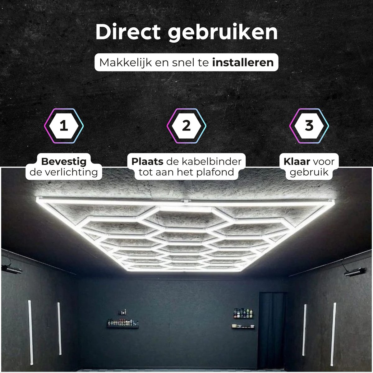 NEW Rebel Hexagon led - Kapper verlichting - Hexagon led panelen - Hexagon led garage - Spieder Verlichting- Garage verlichting