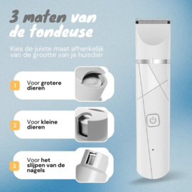 professionele 4 in 1 Hondentondeuse Set -Ideaal voor Honden en Katten - Slijper Inbegrepen -Draadloos - Ultra stil