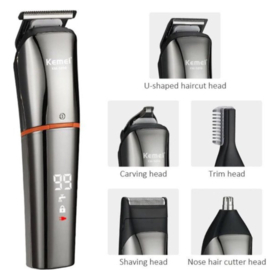 Kemei Baardtrimmer - Body groomer - 6 in 1 - Voor mannen - Waterdicht - Voor baardhaar - Hoofdhaar - Lichaamshaar