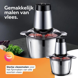 COCHO® Elektrische Vleesmolen - Elektrische Keukenmahine - Elektrische Keuken Slicer - Antislip Ontwerp - 3 Liter - 2 Standen