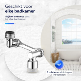 COCHO® Kraanverlengstuk - RVS - 1080 Graden Draaibaar - Kraankop - Opzetstuk - Sproeikop - Keuken - Badkamer - Douche - Roterend - Afwassen - Flexibel - Verloopstuk - Verlenger - Opzet - Roterend Opzetstuk Kraan 1080 graden