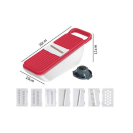 6-in-1 Keuken Mandoline Rood - Snijapparaat - Met opvangbak - Groentesnijder - Groente apparaat - Keukensnijder