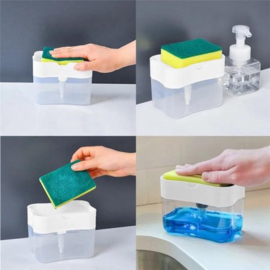 COCHO® Soap Press - Zeepdispenser met Spons - Zeeppompdispenser - Sponshouder met zeep
