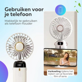 COCHO® Draagbare Hand Ventilator Blauw - Airco Verkoeling 5 standen USB Oplaadbaar - Nek Ventilator -Draadloos & Oplaadbaar