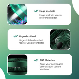 Draadloze Bureauventilator - Ventilator - Tafelventilator - Groen - 3 Windsnelheden