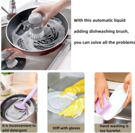 COCHO® Afwasborstel met zeepdispenser - Inclusief houder - Afwasborstel zeepreservoir - Hervulbaar - Zeep handborsel - Groen