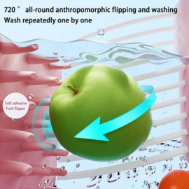 COCHO® groente- en fruitreiniger, fruitgroente spinner met kom, fruitschonere kom met volledige zijdige spin scrubberborstel draagbaar voedselreinigingsgereedschap fruitreiniger met zelfafvoerend systeem