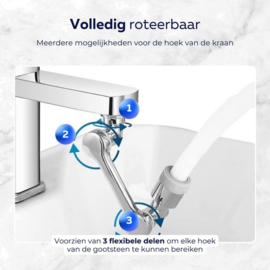 COCHO® Kraanverlengstuk - RVS - 1080 Graden Draaibaar - Kraankop - Opzetstuk - Sproeikop - Keuken - Badkamer - Douche - Roterend - Afwassen - Flexibel - Verloopstuk - Verlenger - Opzet - Roterend Opzetstuk Kraan 1080 graden