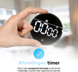 COCHO® Digitale Timer - Pomodoro Timer - Digitale Kookwekker - Magnetisch - LED Scherm - Draaiknop - Keukentimer
