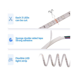 RGB Led strip - 5 m - 20 kleuren - incl. 44 button remote - Verlichting Binnen