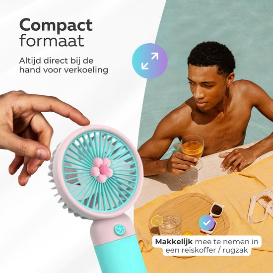 COCHO® Mini Ventilator - Draagbare Hand Ventilator - Mini Ventilator USB Oplaadbaar - Ventilator -Draadloos & Oplaadbaar