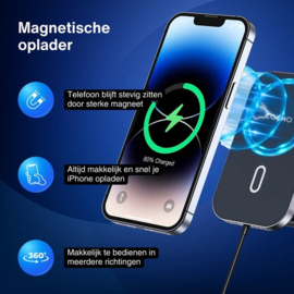 Autohouder Telefoonhouder met Draadloze Oplader - Geschikt voor alle Qi Apparaten - Maximale Laadsnelheid - Draadloos Opladen - Autolader Magnetisch - Auto Oplader