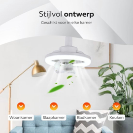 COCHO® Plafondventilator Met Afstandsbediening - Plafondventilator - Inbouwventilator, 25,5 cm, Dimbaar Met Afstandsbediening - Intelligente Kleurverandering Met 3 Lampen En 3 Snelheden Voor Slaapkamer