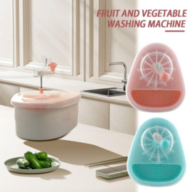 COCHO® groente- en fruitreiniger, fruitgroente spinner met kom, fruitschonere kom met volledige zijdige spin scrubberborstel draagbaar voedselreinigingsgereedschap fruitreiniger met zelfafvoerend systeem