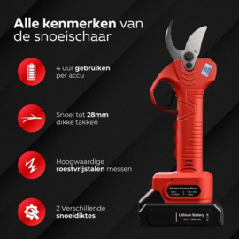 COCHO® Elektrische Snoeischaar - Snoeizaag met 2X Accu - Heggenschaar