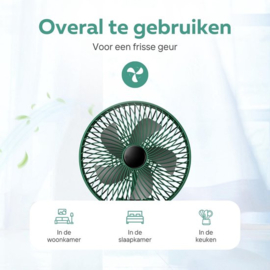 Draadloze Bureauventilator - Ventilator - Tafelventilator - Groen - 3 Windsnelheden