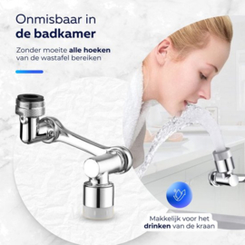 COCHO® Kraanverlengstuk - RVS - 1080 Graden Draaibaar - Kraankop - Opzetstuk - Sproeikop - Keuken - Badkamer - Douche - Roterend - Afwassen - Flexibel - Verloopstuk - Verlenger - Opzet - Roterend Opzetstuk Kraan 1080 graden