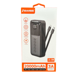 Powerbank 20.000mAh - Powerbanks - 22,5W Snellader voor 2 apparaten tegelijk opladen - Noodpakket - Quick Charge met Led Display - Powerbank