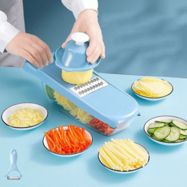 6-in-1 Keuken Mandoline Rood - Snijapparaat - Met opvangbak - Groentesnijder - Groente apparaat - Keukensnijder