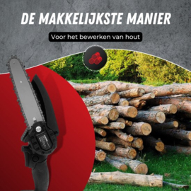 COCHO® Mini kettingzaag 6 Inch - Snoeizaag - Kettingzaag - Kettingzaag Electrisch met 2 Accu en 2 Zaagketting - Inclusief Koffer Zwart