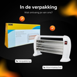 COCHO® Elektrische kachel 2 Standen Rood - Vrijstaand - Infrarood kachel - Infraroodkachel vrijstaand - Infrarood kachel - Straalkachel - Verwarming