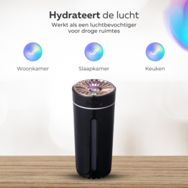 COCHO® Aroma Diffuser Draadloos 300ML - USB Humidifier - Luchtbevochtiger Met ultrasone - Roze met led-verlichting - Voor kantoor, thuis, in de auto
