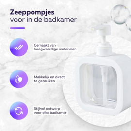 COCHO® Zeeppompjes Wit - SET van 2 Zeepdispensers - Zeeppomp - Zeeppompje vrijstaand - Zeepdispenser Wit - Keuken - Badkamer - Toilet - Zeepdispensers