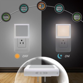 2 x LED-nachtlampje plug-in/stopcontact -nachtlampje met dag/nacht sensor - plugin ledlamp – Nachtlampje - warm licht – dimbaar – Voor in de baby/kinder kamer