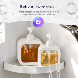 COCHO® Zeeppompjes Wit - SET van 2 Zeepdispensers - Zeeppomp - Zeeppompje vrijstaand - Zeepdispenser Wit - Keuken - Badkamer - Toilet - Zeepdispensers