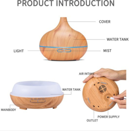Aroma Diffuser 550ML en Afstandsbediening - Luchtbevochtiger – Aromatherapie - Geurverspreider