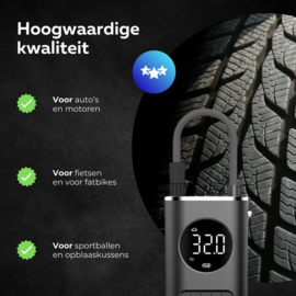 COCHO® Elektrische fietspomp - Scooter Motor Auto - Draagbare luchtcompressor bandenpomp - Tot wel 10.3 bar - USB oplaadbaar