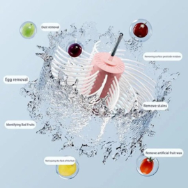 COCHO® groente- en fruitreiniger, fruitgroente spinner met kom, fruitschonere kom met volledige zijdige spin scrubberborstel draagbaar voedselreinigingsgereedschap fruitreiniger met zelfafvoerend systeem