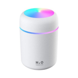 H2O Aroma Diffuser 300ML - USB Humidifier - Luchtbevochtiger Met ultrasone - Wit met led-verlichting - Voor kantoor, thuis, in de auto