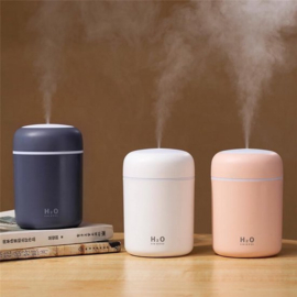 H2O Aroma Diffuser 300ML - USB Humidifier - Luchtbevochtiger Met ultrasone - Wit met led-verlichting - Voor kantoor, thuis, in de auto