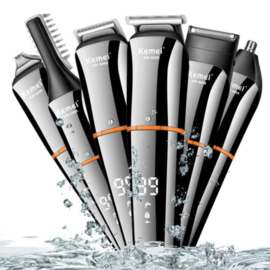 Kemei Baardtrimmer - Body groomer - 6 in 1 - Voor mannen - Waterdicht - Voor baardhaar - Hoofdhaar - Lichaamshaar