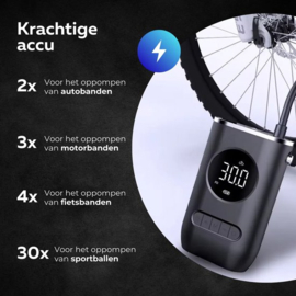 COCHO® Elektrische fietspomp - Scooter Motor Auto - Draagbare luchtcompressor bandenpomp - Tot wel 10.3 bar - USB oplaadbaar