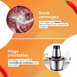 COCHO® Elektrische Vleesmolen - Elektrische Keukenmahine - Elektrische Keuken Slicer - Antislip Ontwerp - 3 Liter - 2 Standen