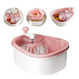 COCHO® groente- en fruitreiniger, fruitgroente spinner met kom, fruitschonere kom met volledige zijdige spin scrubberborstel draagbaar voedselreinigingsgereedschap fruitreiniger met zelfafvoerend systeem
